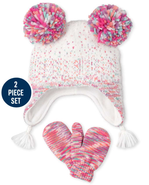 Toddler Girls Confetti Hat And Mittens Set