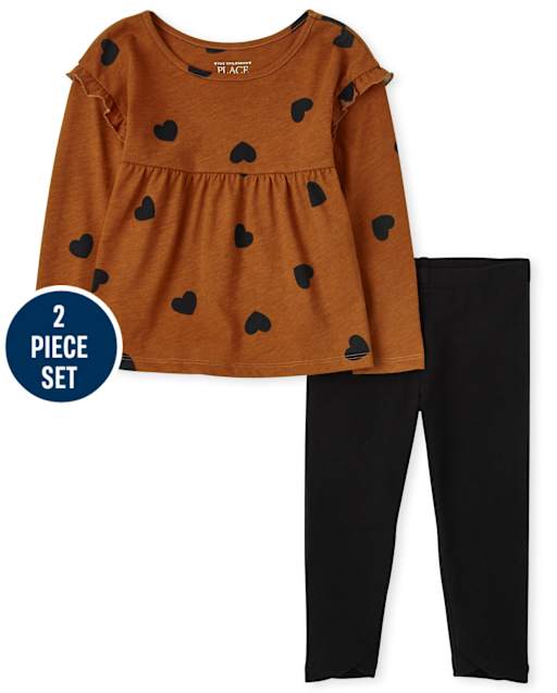 Conjunto de 2 piezas con corazón para niñas pequeñas