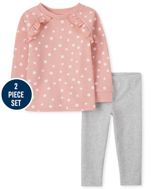 Toddler Girls Active Ruffle Dot 2-Piece Set