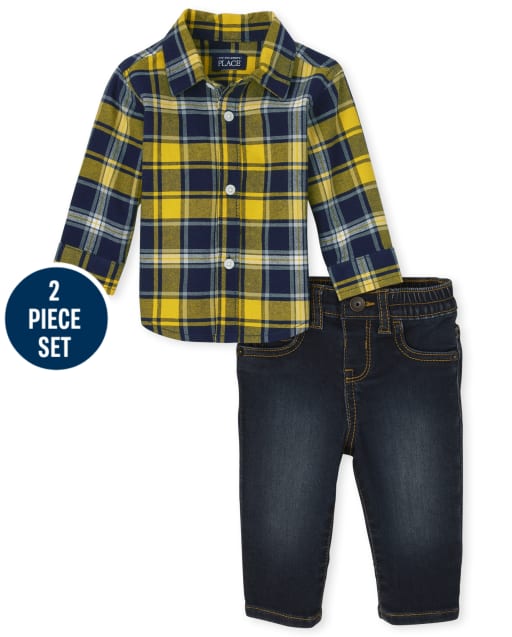 Baby Boys Dad And Me Plaid Oxford 2-Piece Set