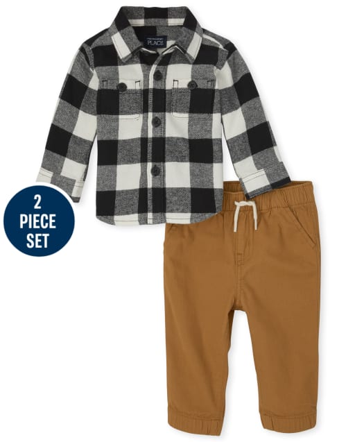 Baby Boys Matching Family Buffalo Plaid Flannel 2-Piece Set