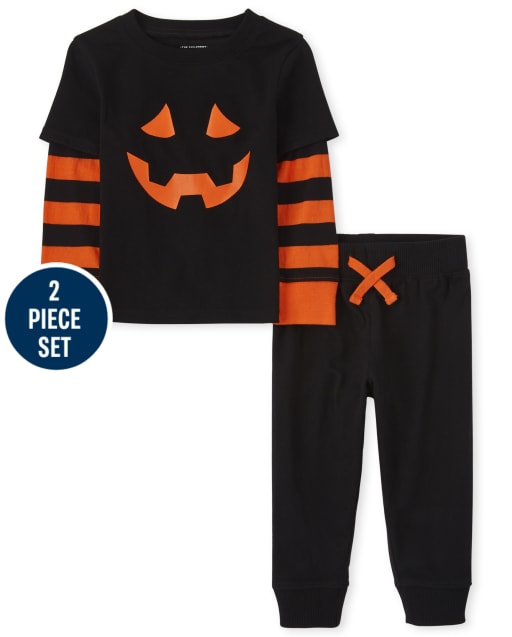 Ensemble 2 pièces citrouille d'Halloween pour tout-petits garçons