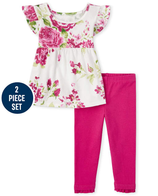 Toddler Girls Floral Ruffle 2-Piece Set