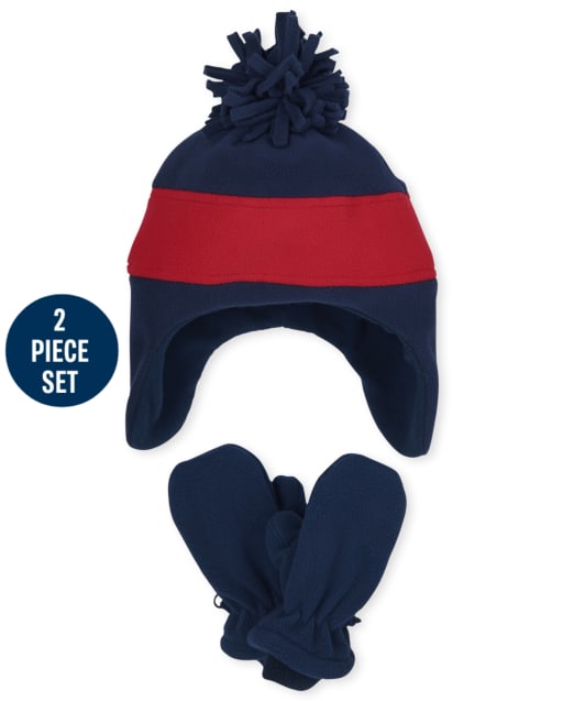 Toddler Boys Hat And Mittens Set