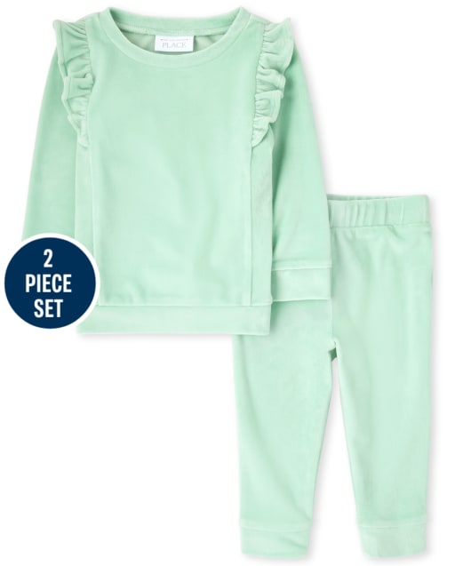 Toddler Girls Velour Ruffle 2-Piece Set