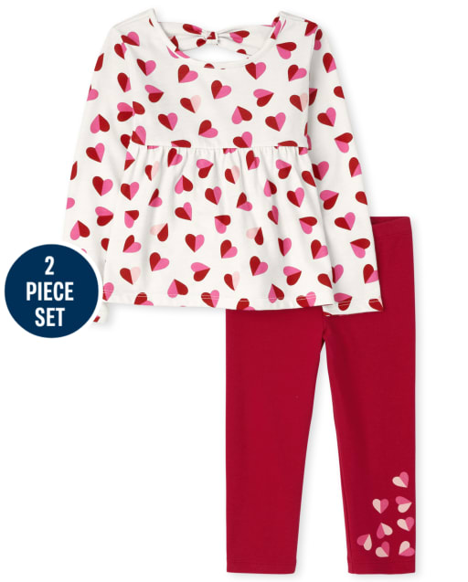 Conjunto de 2 piezas para el día de San Valentín para niñas pequeñas