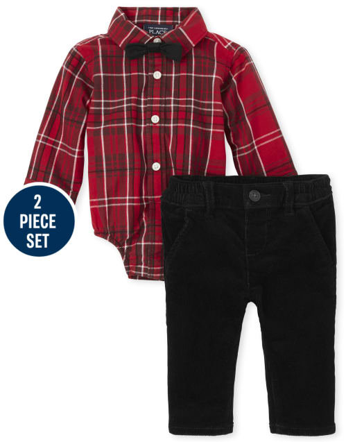 Baby Boys Plaid Poplin 2-Piece Set