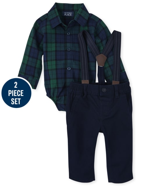 Baby Boys Plaid Poplin 2-Piece Set
