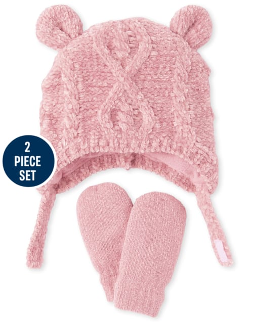 Ensemble bonnet et mitaines douillets pour bébé fille