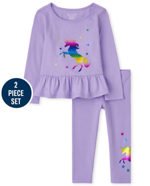 Toddler Girls Unicorn Ruffle 2-Piece Set