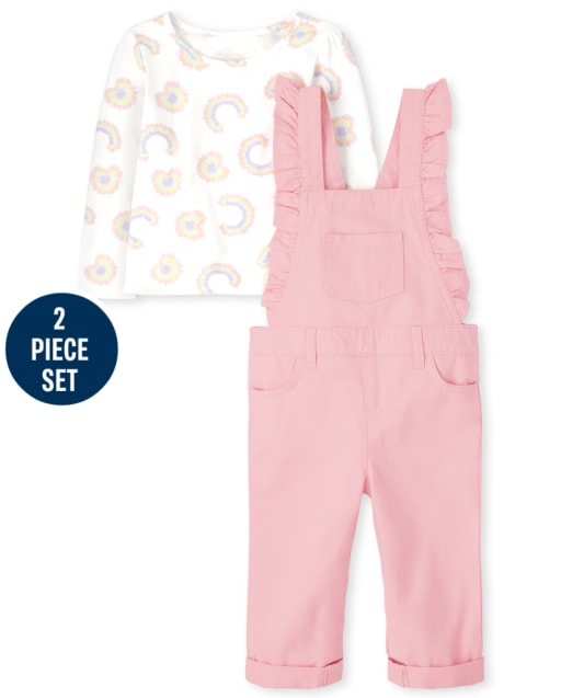 Conjunto de 2 piezas con mono con volantes para niñas pequeñas