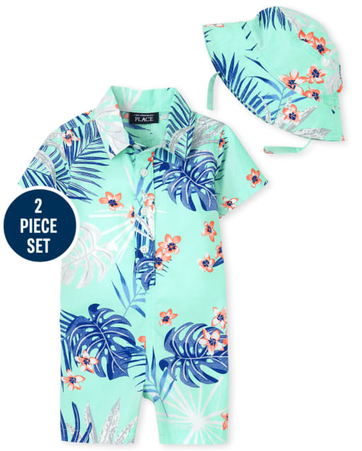 Baby Boys Tropical Romper Outfit Set