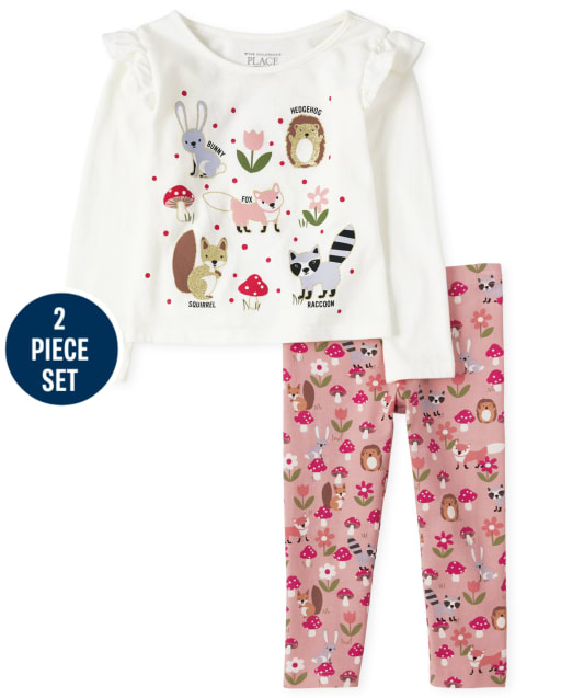 Toddler Girls Animal Ruffle 2-Piece Set
