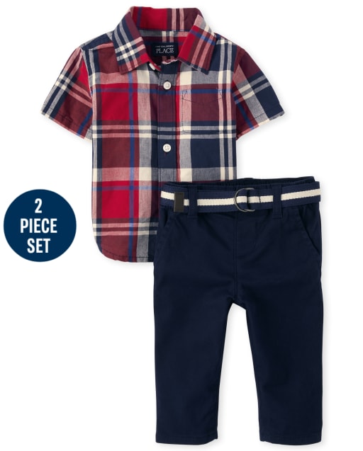Baby Boys Dad And Me Plaid Poplin 2-Piece Set