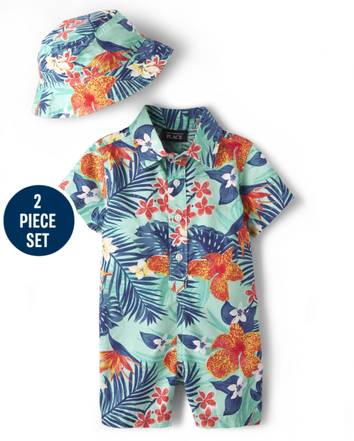Ensemble de tenue de barboteuse tropicale familiale assortie pour bébés garçons