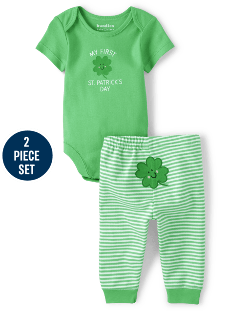 Conjunto de ropa de juego de 2 piezas para bebé unisex First St. Patrick's Day