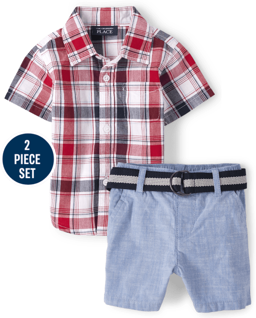 Baby Boys Dad And Me Plaid Poplin Outfit Set