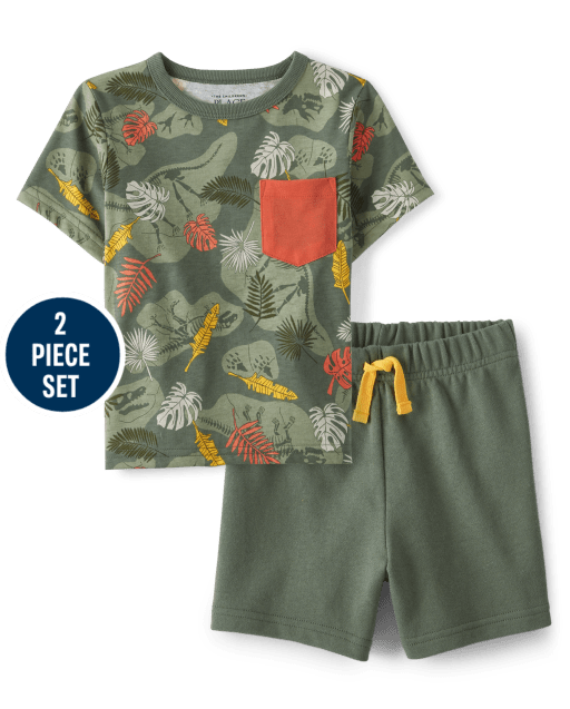 Baby And Toddler Boys Tropical Leaf 2-Piece Set