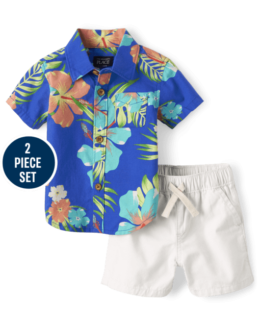 Baby Boys Matching Family Tropical Poplin Outfit Set
