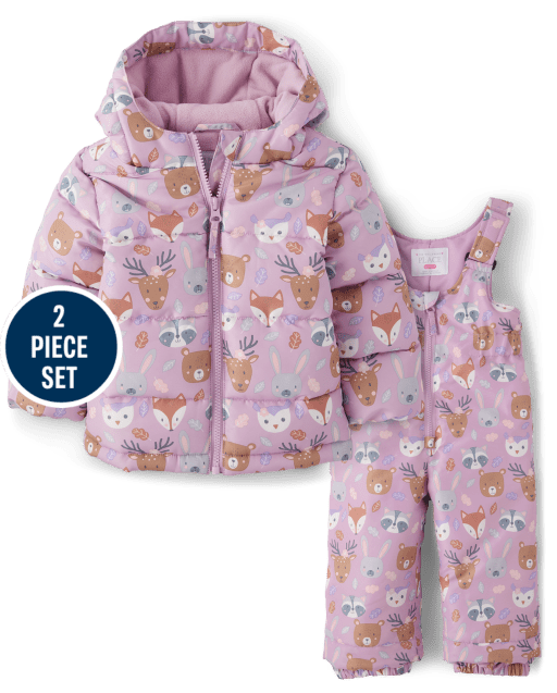 Conjunto de nieve de 2 piezas con animales para niñas pequeñas