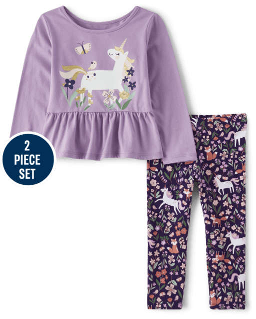 Conjunto de 2 piezas de unicornio para niñas pequeñas