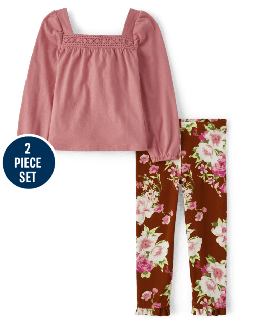 Conjunto floral de 2 piezas para niñas pequeñas