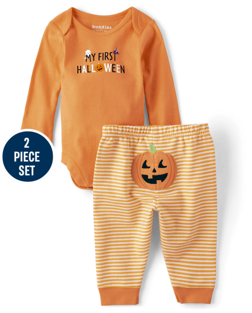 Conjunto de ropa de juego unisex para bebé First Halloween de 2 piezas
