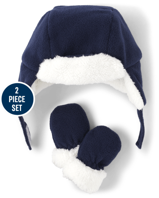 Baby Boys Trapper Hat And Mittens 2-Piece Set
