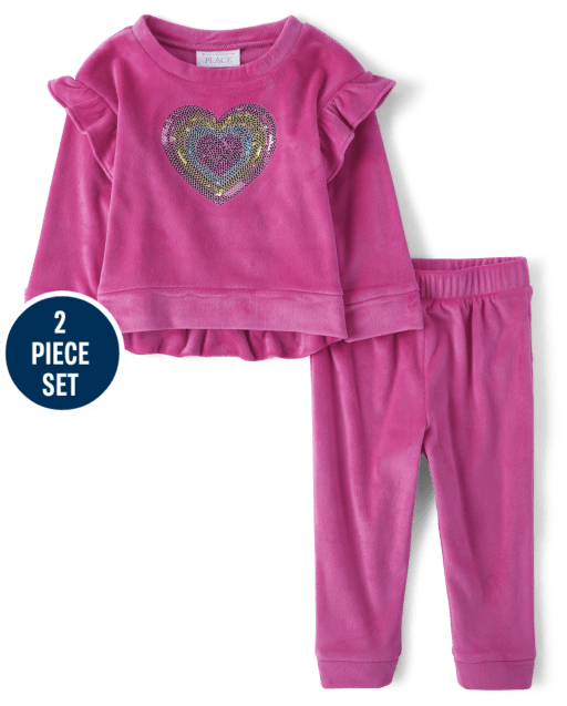 Toddler Girls Heart Velour 2-Piece Outfit Set