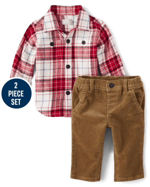 Baby Boys Plaid Flannel 2-Piece Outfit Set