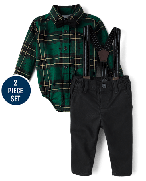 Baby Boys Matching Family Plaid Oxford 3-Piece Outfit Set