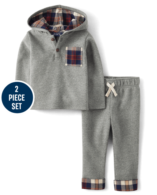 Baby And Toddler Boys Marled Fleece 2-Piece Outfit Set