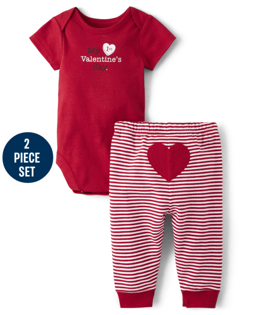 Ensemble de vêtements de jeu 2 pièces pour bébé pour la première Saint-Valentin
