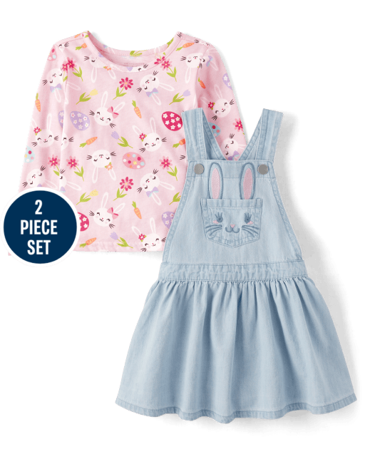 Toddler Girls Bunny Skirtall 2-Piece Outfit Set