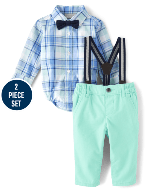 Baby Boys Dad And Me Plaid Poplin 3-Piece Outfit Set