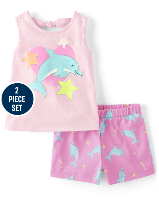 Toddler Girls Dolphin 2-Piece Outfit Set