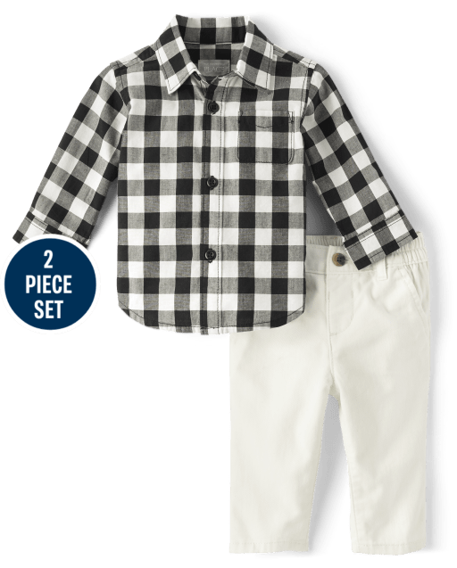 Baby Boys Matching Family Gingham Poplin 2-Piece Outfit Set
