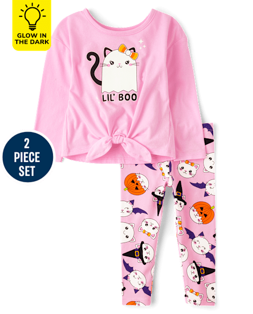 Niños pequeños Niña Cat Ghost Conjunto de 2 piezas
