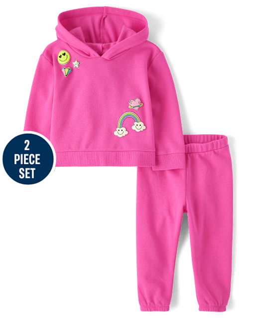 Niños pequeños Niña Rainbow Fleece Conjunto de 2 piezas