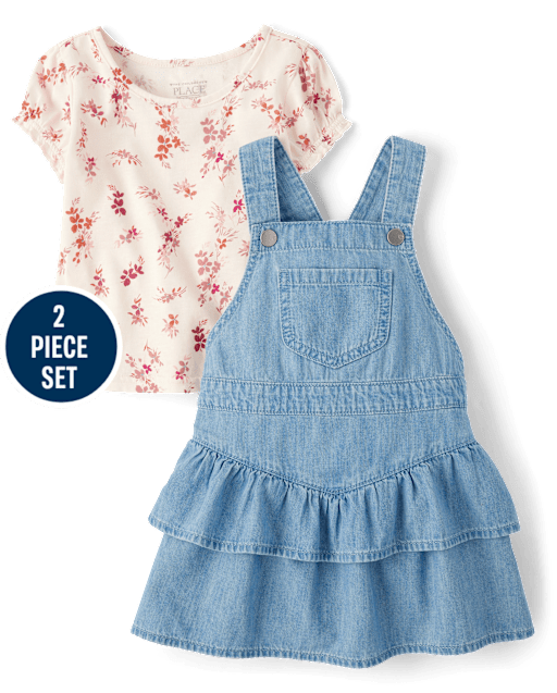 Toddler Girls Floral Ruffle 2-Piece Outfit Set