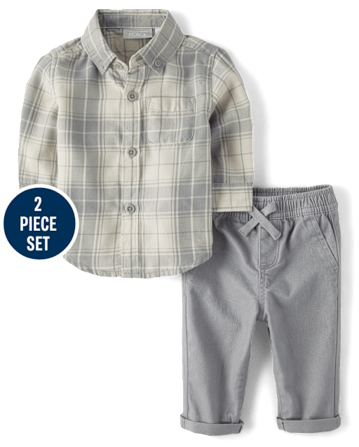 Baby Boys Dad And Me Plaid 2-Piece Outfit Set