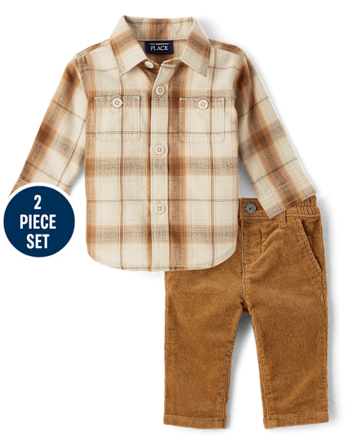 Baby Boys Dad And Me Plaid Flannel 2-Piece Outfit Set