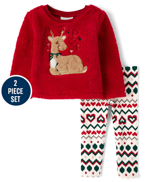 Toddler Girls Reindeer 2-Piece Outfit Set