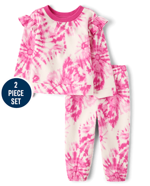 Toddler Girls Tie Dye Fleece 2-Piece Outfit Set
