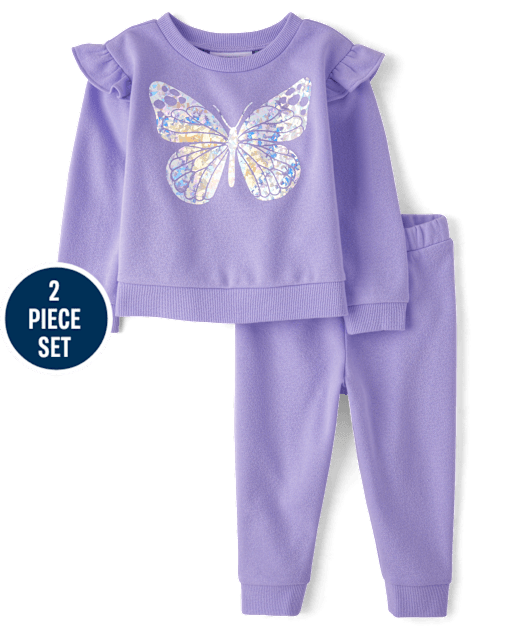 Toddler Girls Sequin Graphic Fleece 2-Piece Outfit Set