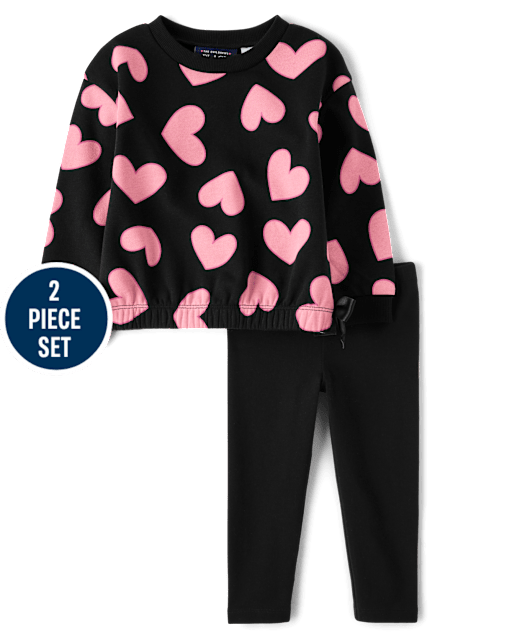 Ensemble 2 pièces pour petite fille avec motif cœur