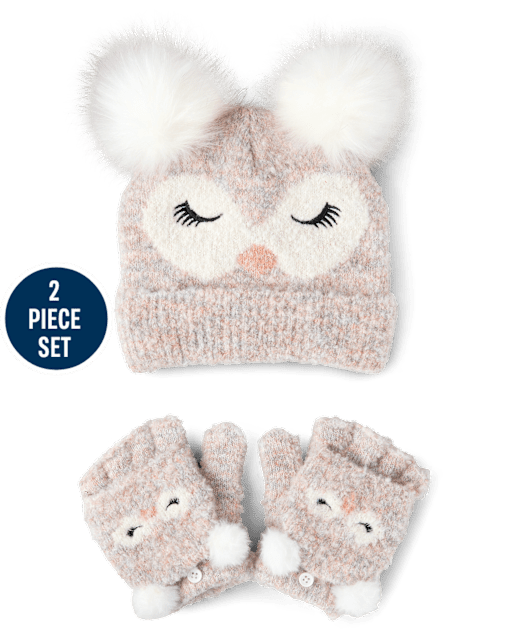 Girls Owl 2-Piece Cold Weather Set