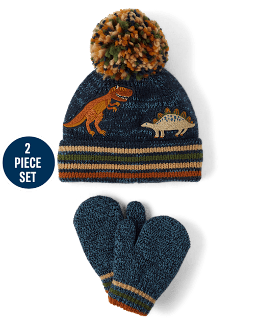 Toddler Boys Embroidered Dino 2-Piece Cold Weather Set