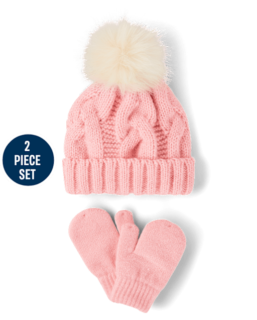 Toddler Girls Cable Knit 2-Piece Cold Weather Set