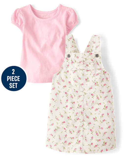 Toddler Girls Floral Skirtall 2-Piece Outfit Set